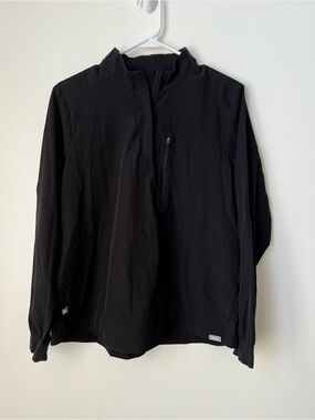FIGS Scrub Jacket Womens Size Large Technical Collection 1/4 Zip Black Pullover
